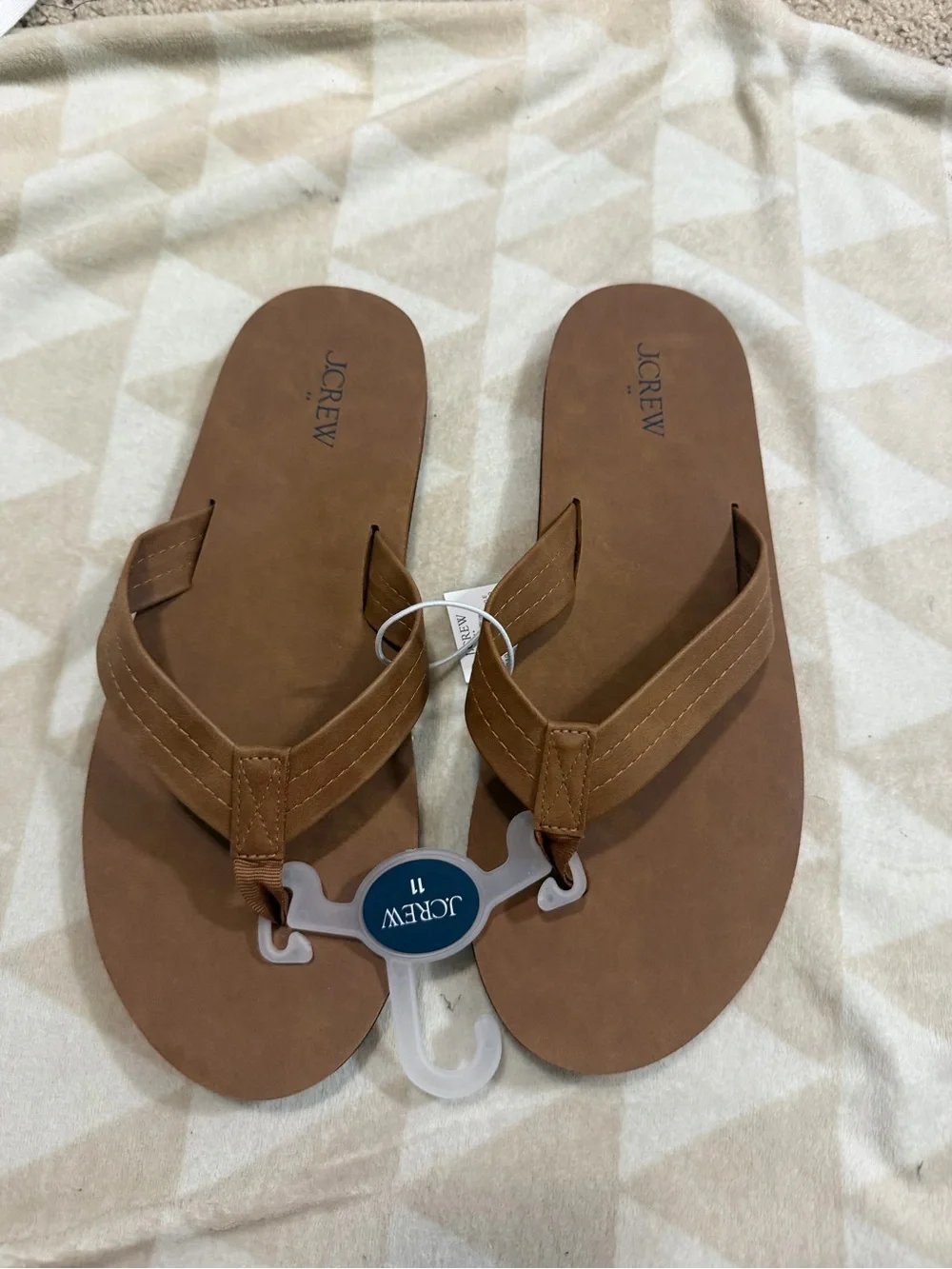 J crew tan Double-layer flip-flops